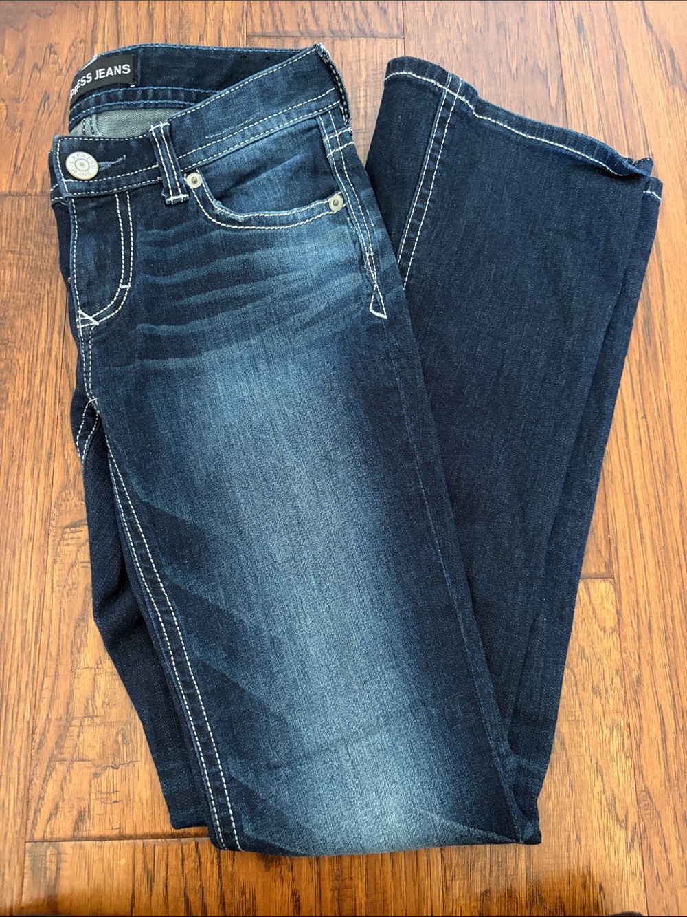Express Women's Dark Wash Bootcut Jean low rise
